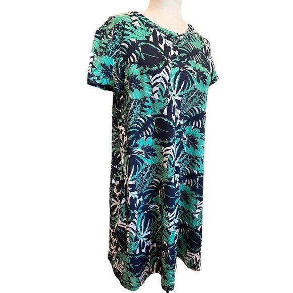 Mary Square Womens Tropical Leaf Print Dress XS Polyester/Rayon/Spandex - Picture 1 of 7